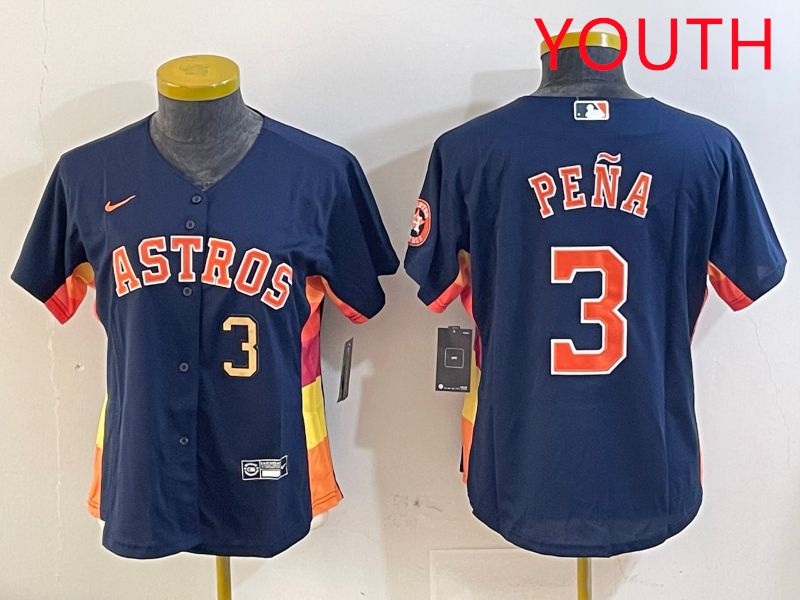 Youth Houston Astros #3 Pena Blue City Edition 2025 Nike MLB Jersey style 4->youth mlb jersey->Youth Jersey